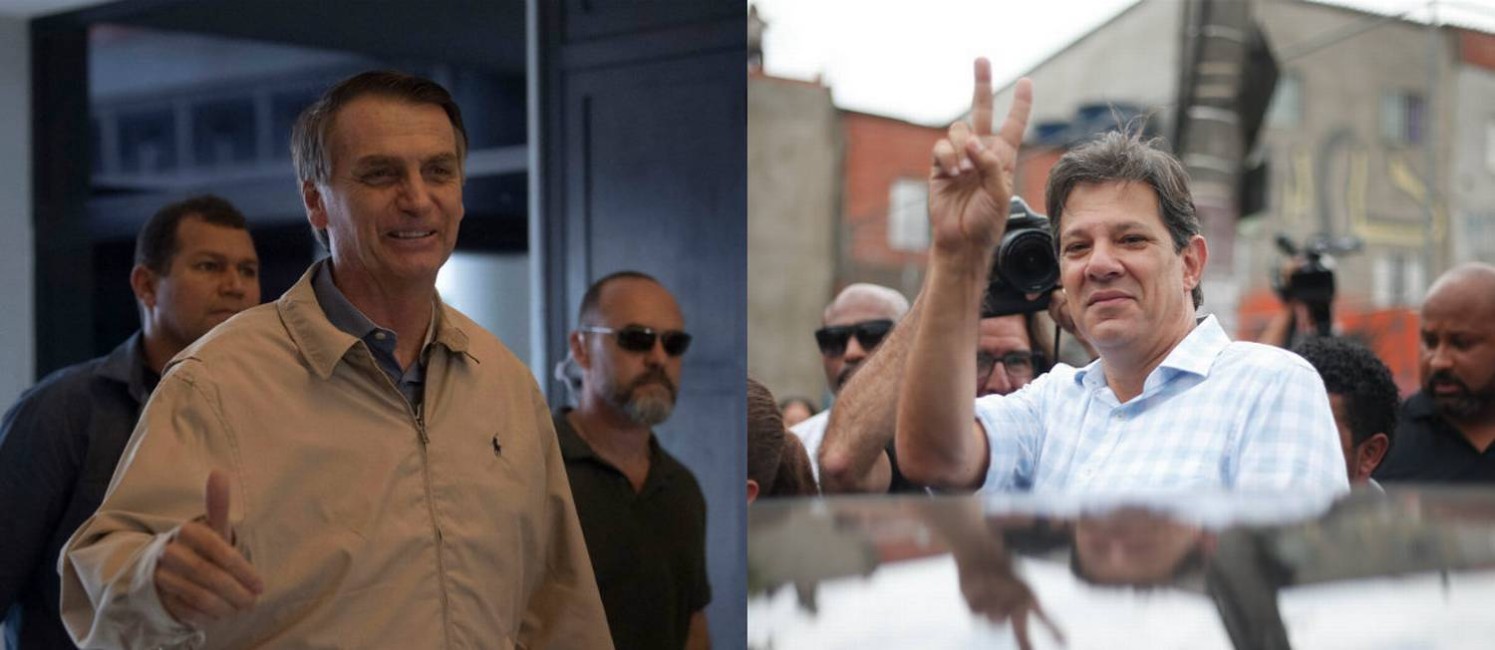 Jair Bolsonaro (PSL) e Fernando Haddad (PT) disputam segundo turno da eleição presidencial Foto: Mauro Pimentel/AFP//Marcos Alves/Agência O Globo