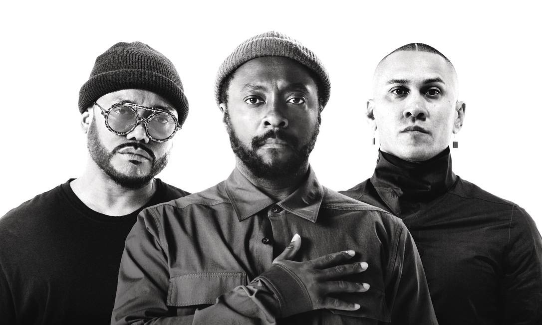 Apl de Ap, Will.I.Am. e Taboo: o grupo americano Black Eyed Peas Foto: Divulgação