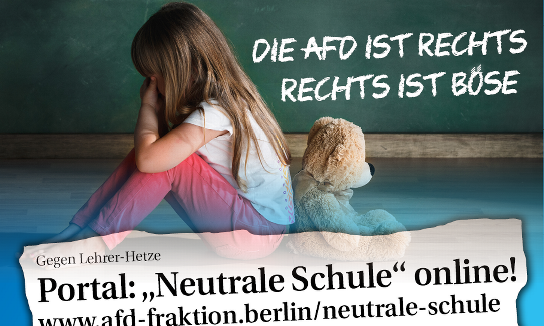 Portal lançado pelo partido de extrema direita alemão AfD pede que alunos e seus pais denunciem professores que manifestarem sua visão política em sala de aula Foto: Facebook/Reprodução