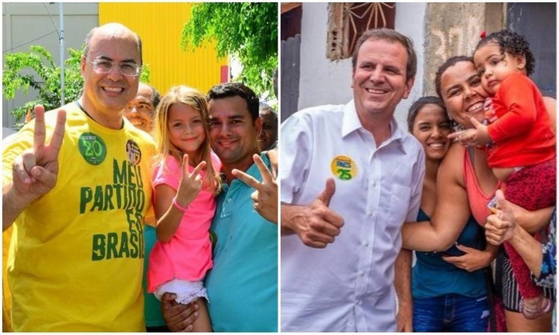 Os candidatos ao governo do Rio Wilson Witzel (PSC) e Eduardo Paes (DEM) Foto: Divulgação