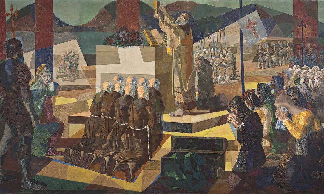 'A primeira missa no Brasil' (1948), de Portinari, estará exposta na mostra ‘Arte aproxima’ Foto: Divulgação
