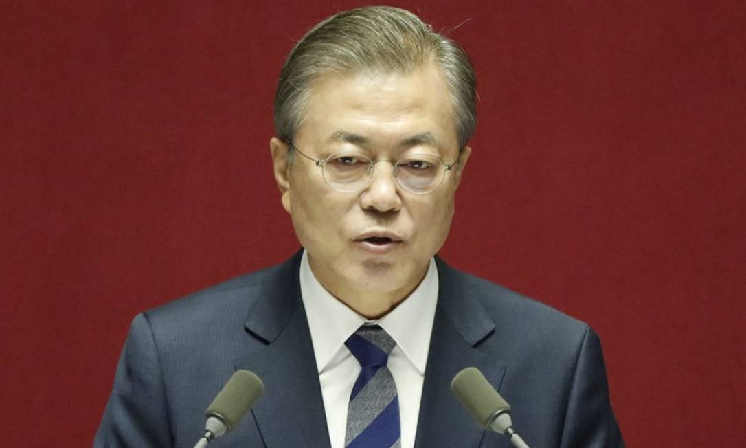 O presidente da Coreia do Sul, Moon Jae Foto: KIM HONG-JI / AFP