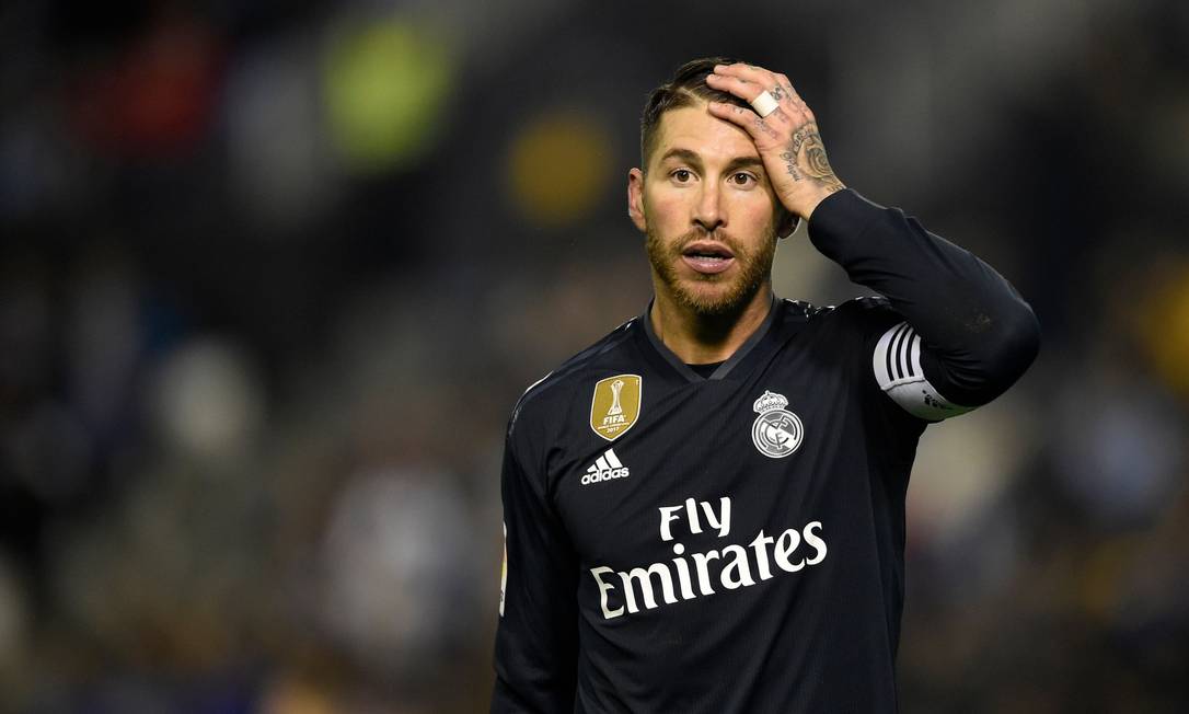 Sergio Ramos em partida do Real Madrid Foto: MIGUEL RIOPA / AFP