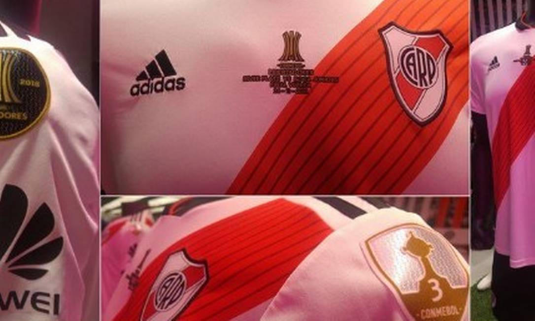 Detalhes da camisa do River Plate para a final contra o Boca Juniors Foto: Reprodução