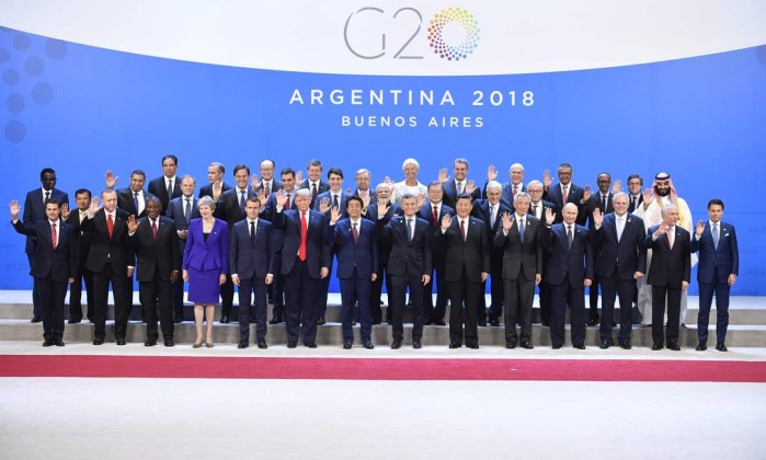 
Foto oficila dos lÃ­deres do G-20 reunidos em Buenos Aires
Foto: ALEXANDER NEMENOV/AFP
