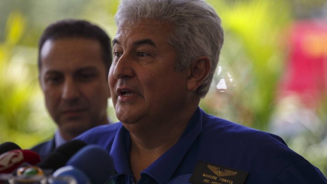 O astronauta e futuro ministro de Ciencia e Tecnologia, Marcos Pontes, concede entrevista coletiva no CCBB, em Brasília Foto: Daniel Marenco / Agência O Globo