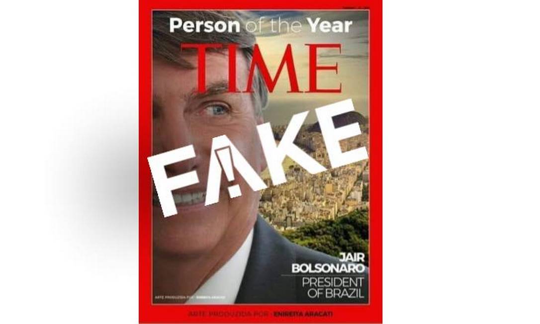 Capa falsa da Time traz Bolsonaro como personalidade do ano Foto: Reprodução