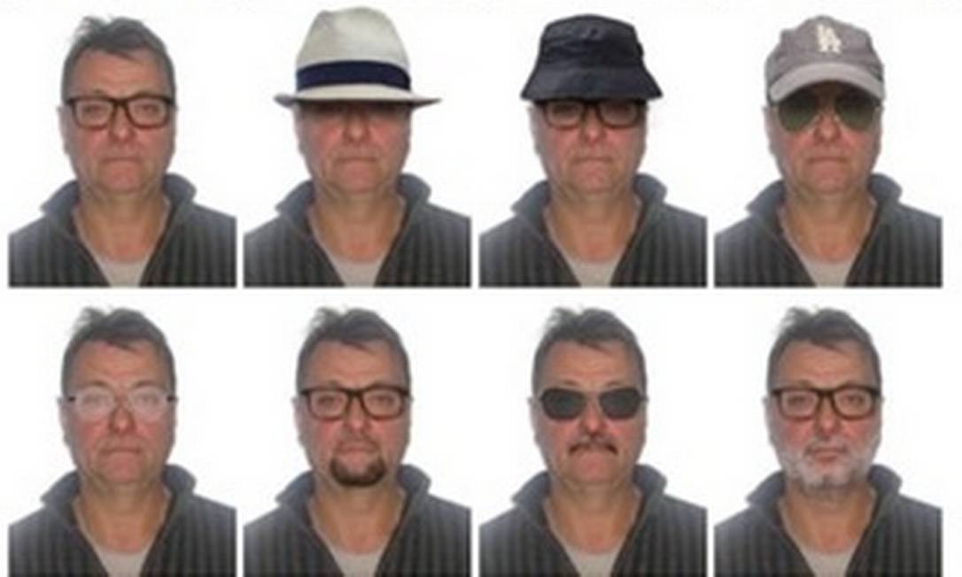 Polícia Federal divulgou retratos com possíveis disfarces de Cesare Battisti Foto: Polícia Federal