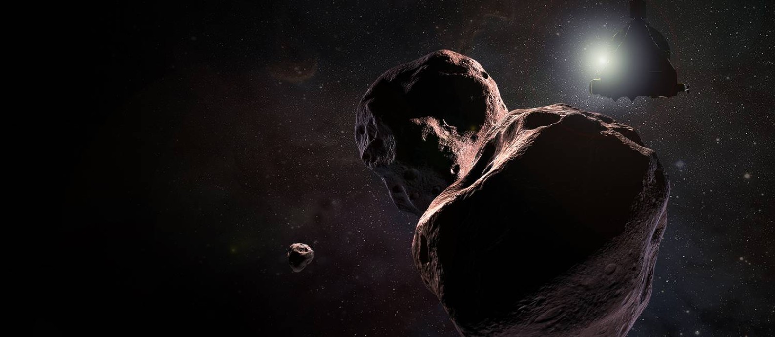 Ilustração da Nasa mostra a sonda New Horizons sobrevoando o planeta anão Ultima Thule Foto: NASA/JHUAPL/SWRI / NASA/JHUAPL/SWRI