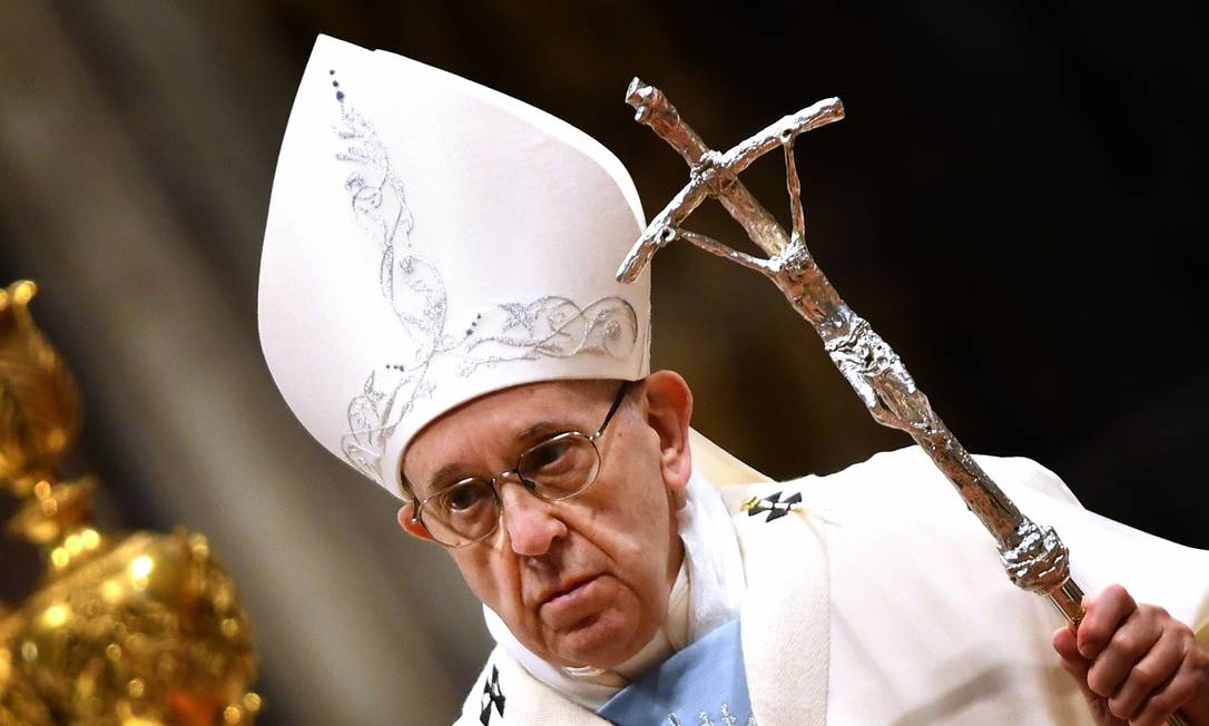 Papa Francisco em missa de 01 de janeiro de 2019 no Vaticano Foto: ALBERTO PIZZOLI / AFP