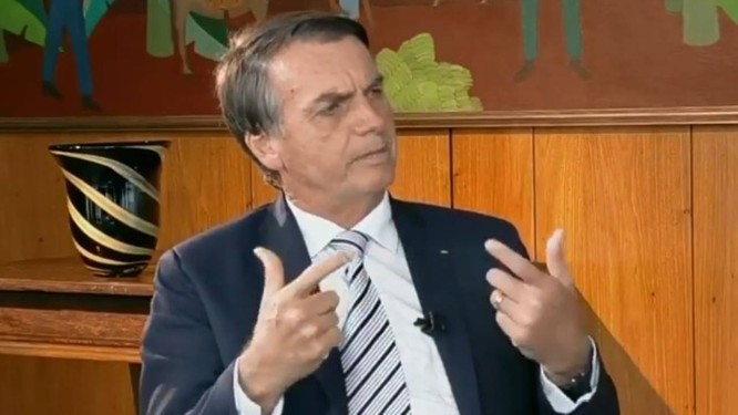 O presidente Jair Bolsonaro, durante entrevista Foto: ReproduÃ§Ã£o/SBT