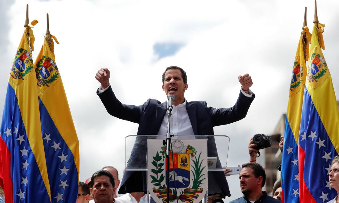 Juan Guaidó participa de protesto em Caracas Foto: Carlos Garcia Rawlins/Reuters