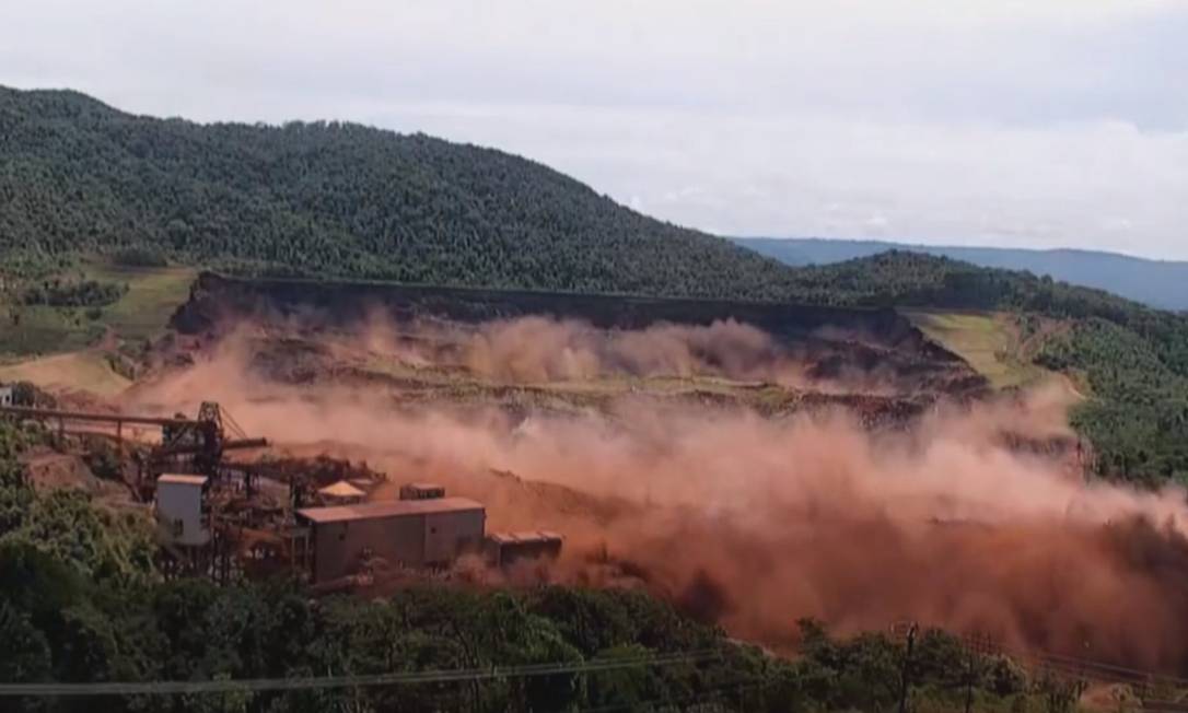 Vídeo mostra momento em que a barragem da Vale se rompeu Foto: Reprodução/ TV Globo
