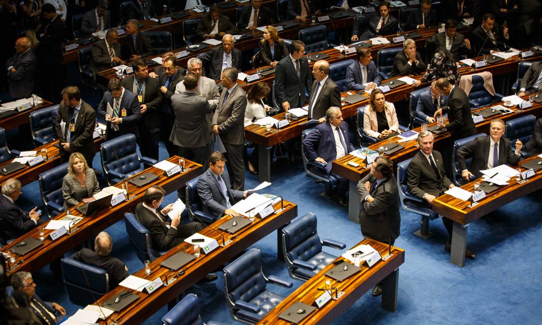 Sessão do Senado que elegeu novo presidente Foto: Daniel Marenco/Agência O Globo/02-02-2019