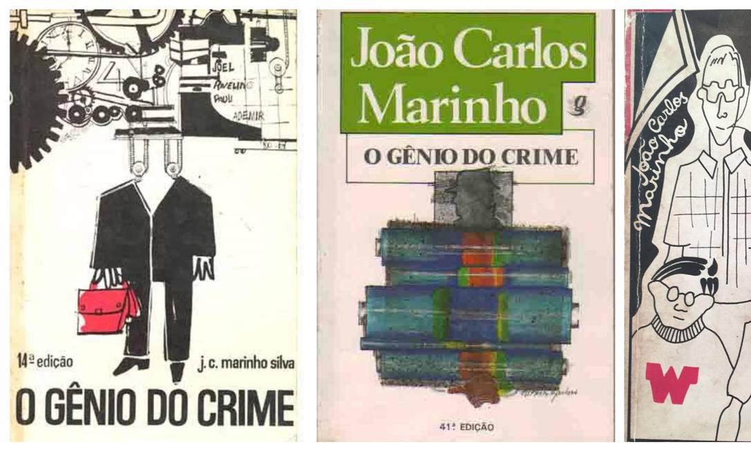 Algumas das 76 edições do livro 'O gênio do crime', de João Carlos Marinho Foto: Reprodução