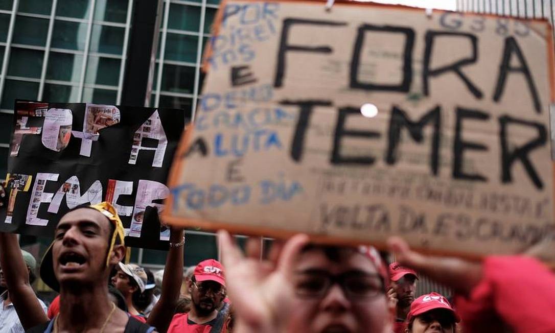 Em 2017, membros do MST fazem manifestação contra Temer em São Paulo Foto: Nacho Doce / Reuters
