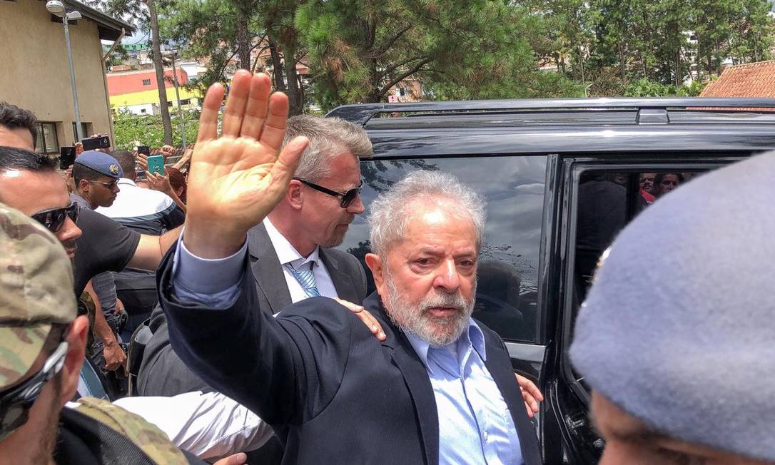 Luiz Inácio Lula da Silva saiu da prisão para ir ao enterro do neto de 7 anos, em São Bernardo do Campo, em 2 de março de 2019 Foto: Ricardo Stuckert / Reuters