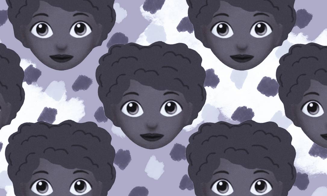 Ilustração de Lari Arantes sobre proposta de emoji afro Foto: Petição pede opção de cabelo afro, além do liso ou encaracolado