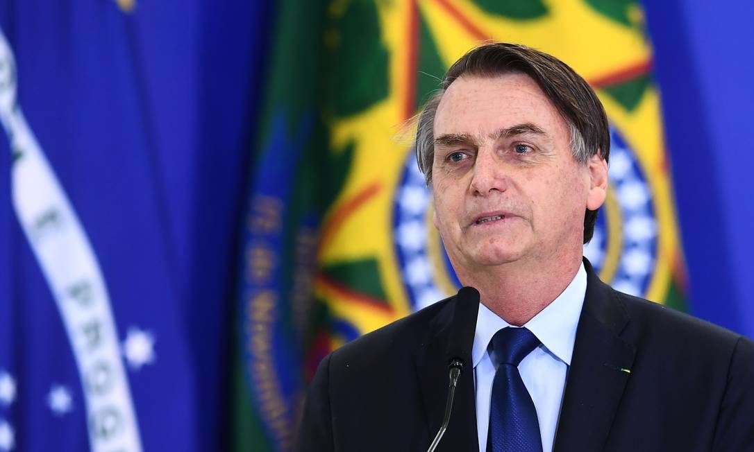 Presidente Jair Bolsonaro faz discurso no Palácio do Planalto em Brasília Foto: EVARISTO SA / AFP/05-04-2019