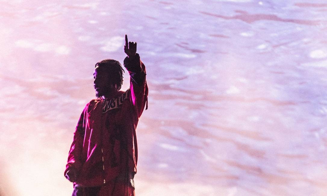 Kendrick Lamar no palco do Lollapalooza 2019 Foto: Rodrigo Gianesi / Agência O GLOBO
