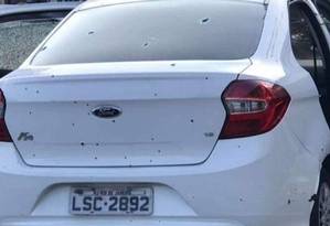 Segundo a perícia, carro foi atingido por 80 tiros disparados por militares Foto: Reprodução