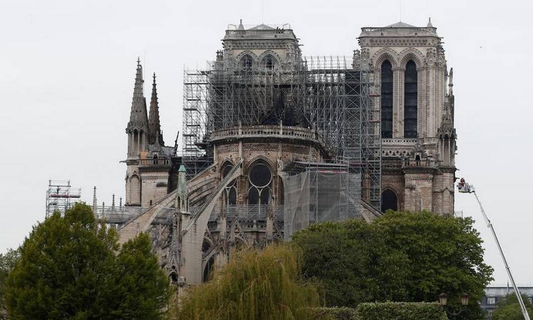 Catedral de Notre-Dame após o incêndio Foto: AFP