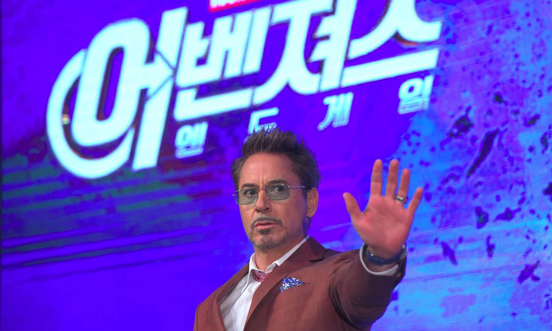 Robert Downey Jr. durante evento de divulgação de 'Vingadores: Ultimato' em Seul, na Coreia do Sul Foto: JUNG YEON-JE / AFP