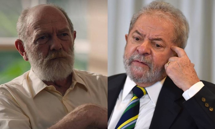 O personagem João Higino (Arthur Kohl) e o ex-presidente Lula Foto: Arte O Globo