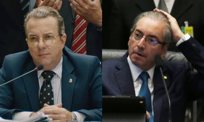 Carlos Penha (Augusto Madeira) e o ex-deputado Eduardo Cunha Foto: Arte O Globo