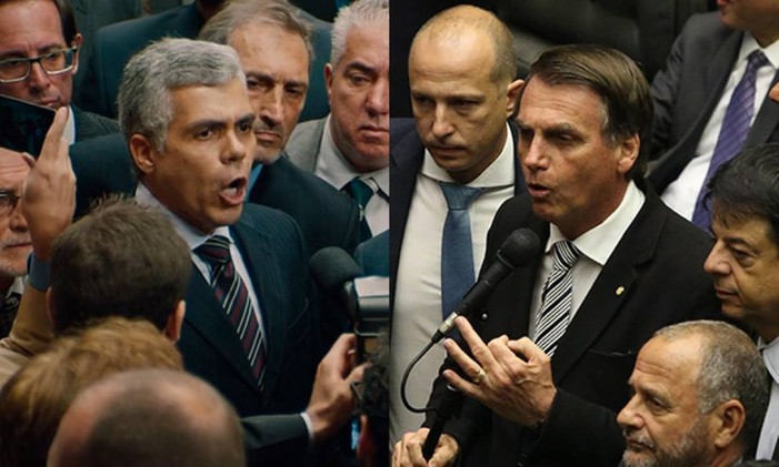 O deputado sem nome, vivido por Garcia Júnior, e o presidente Jair Bolsonaro Foto: Arte O Globo