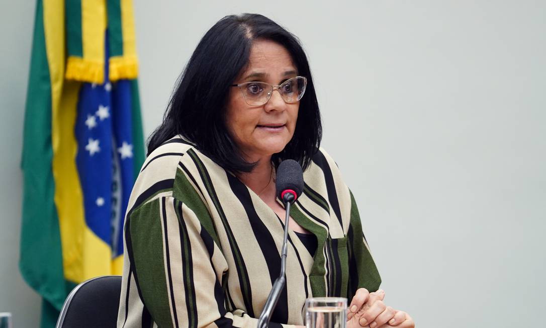 A ministra dos Direitos Humanos, Damares Alves, durante audiência na Câmara Foto: Pablo Valadares/Câmara dos Deputados/16-04-2019