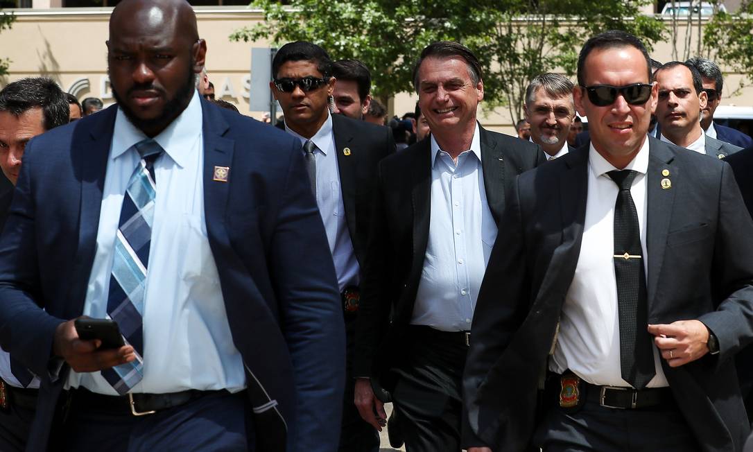 Presidente da República Jair Bolsonaro (centro), durante visita a Dallas, no Texas Foto: Marcos Corrêa/PR