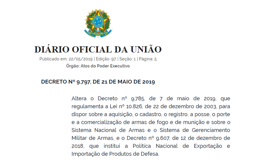 Novo Decreto Das Armas Confira A íntegra Do Texto E Saiba Quais Delas