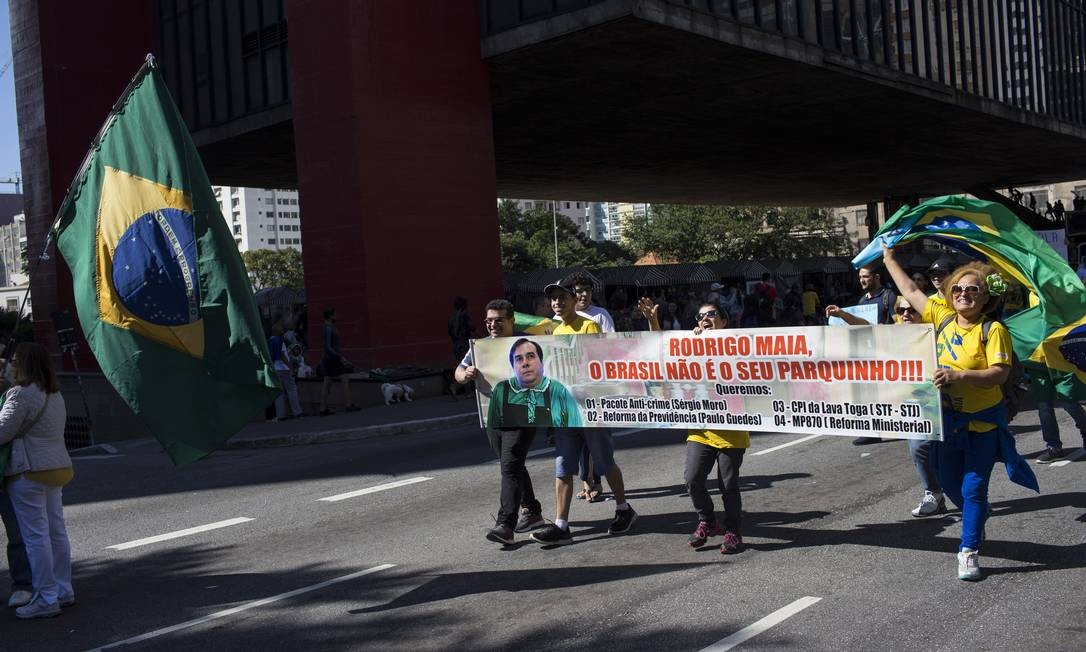 Ato na Avenida Paulista concentra apoiadores do presidente Jair Bolsonaro Foto: Edilson Dantas / Agência O Globo