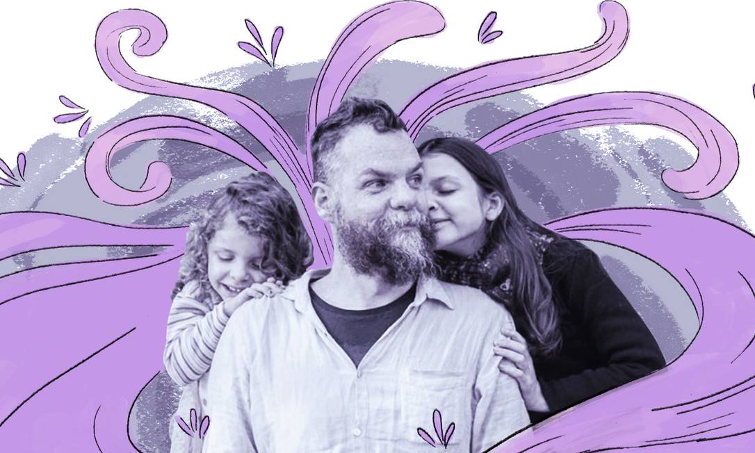 Marcos Piangers e suas duas filhas Foto: Arte de Nina Millen sobre foto de reprodução do Instagram