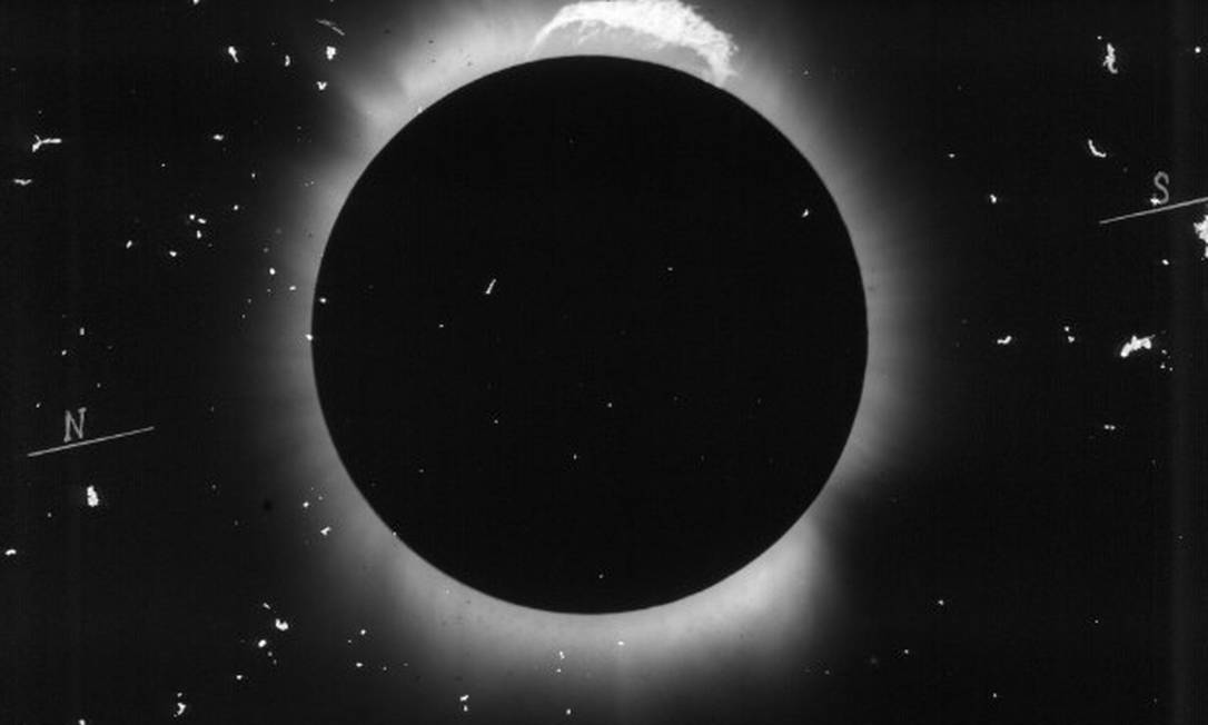 Detalhe do eclipse solar: céu limpo proporcionou registro de 12 estrelas em Sobral Foto: Divulgação/Museu de Astronomia e Ciências Afins