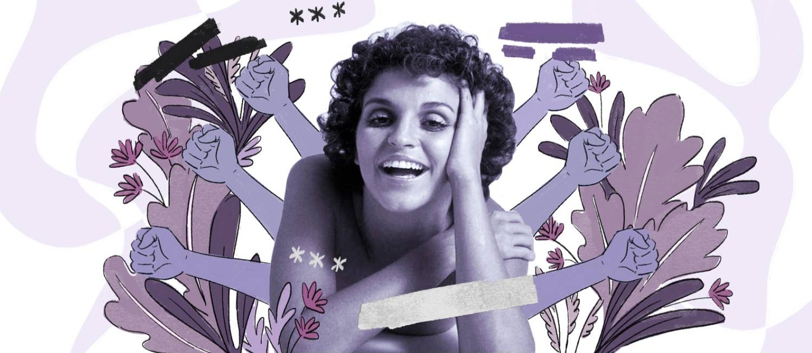 Leila Diniz virou símbolo da liberdade feminina e de um novo comportamento sexual Foto: Arte de Nina Millen sobre reprodução