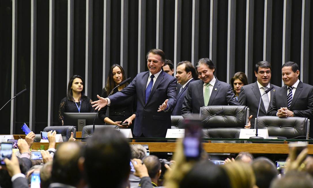 Bolsonaro no plenário da Câmara dos Deputados, em Brasília Foto: Marcos Oliveira / Agência O Globo