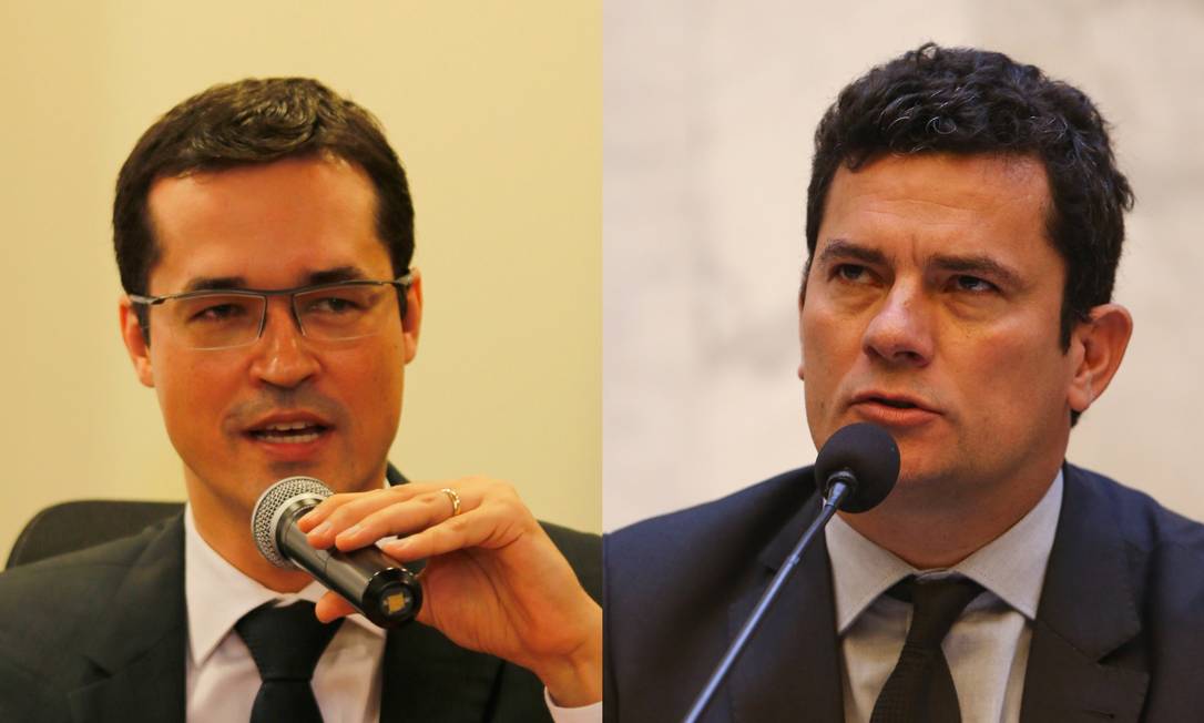 O procurador Deltan Dallagnol e o ministro da Justiça Sergio Moro Foto: Agência O Globo