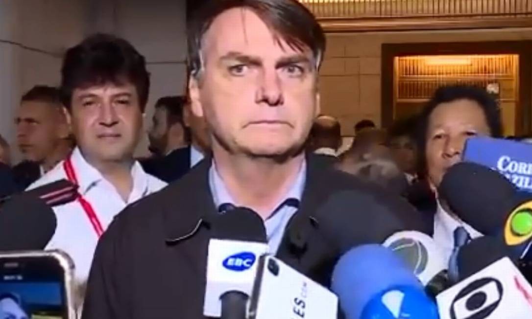 O presidente Jair Bolsonaro em entrevista coletiva no Japão, onde participa de reunião do G20 Foto: Reprodução / Redes sociais