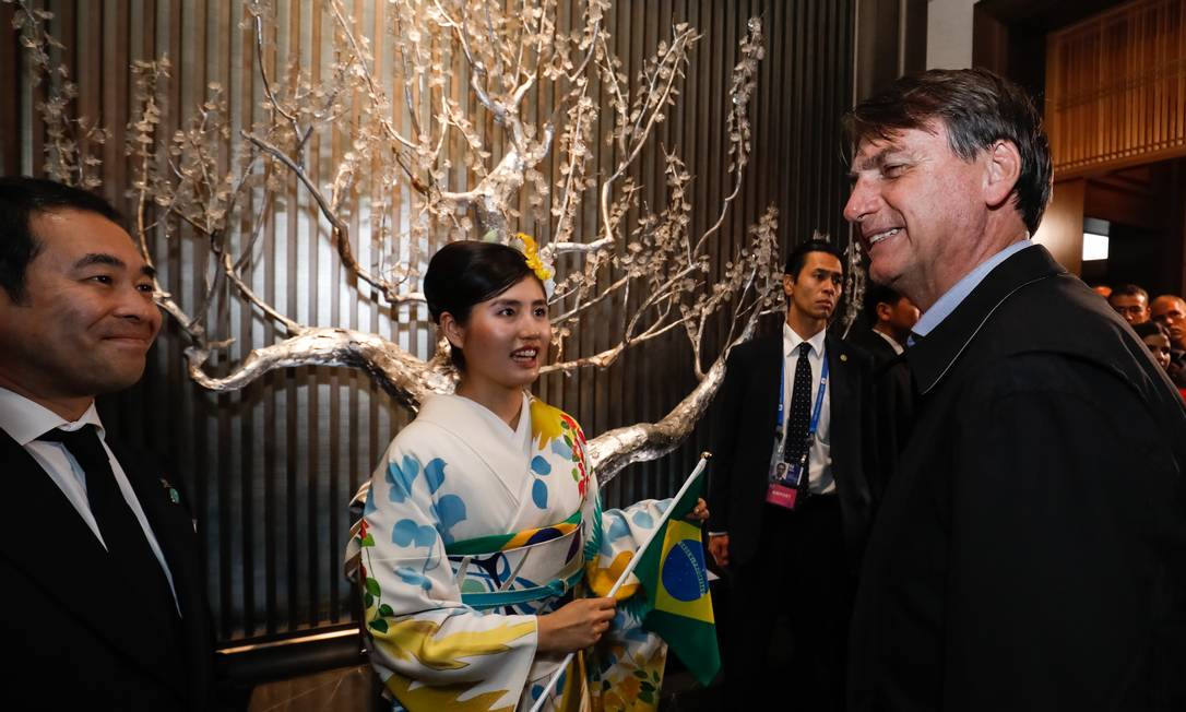 大阪のセント レジス ホテルに到着したブラジルのジャイール・ボルソナロ大統領 写真: Alan Santos / PR