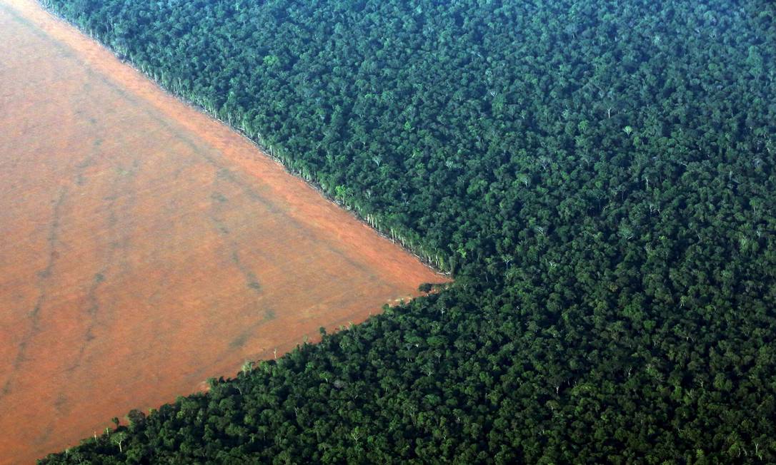 Zona desmatada da Floresta Amazônica para o plantio de soja, em Mato Grosso, em foto de outubro de 2015 Foto: PAULO WHITAKER / Agência O Globo