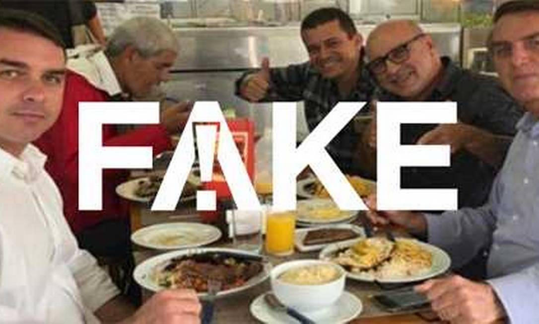 É #FAKE que foto mostre sargento preso na Espanha à mesa com Bolsonaro Foto: Reprodução