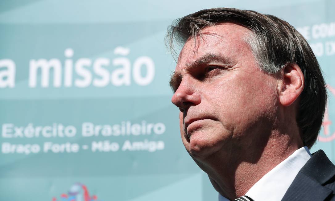 Presidente Jair Bolsonaro, durante coletiva de imprensa Foto: Marcos Correa / Agência O Globo