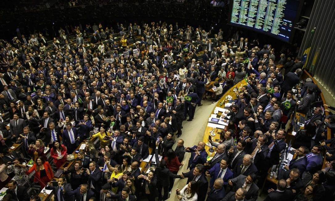 Na Câmara, reforma da Previdência foi aprovada por 379 votos Foto: Daniel Marenco / Agência O Globo