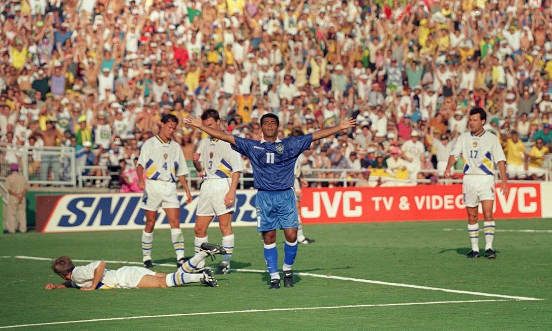 O gol sobre os suecos foi o quinto e Ãºltimo de RomÃ¡rio na Copa. Se nÃ£o foi o artilheiro, o camisa 11 deixou os Estados Unidos como o craque da Copa. Muito melhor Foto: Cezar Loureiro / AgÃªncia O Globo