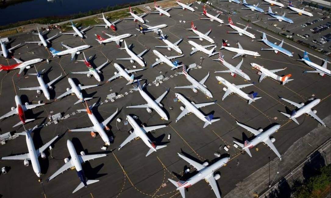 Aviões estacionados em Seattle, Washington (EUA) Foto: Reuters