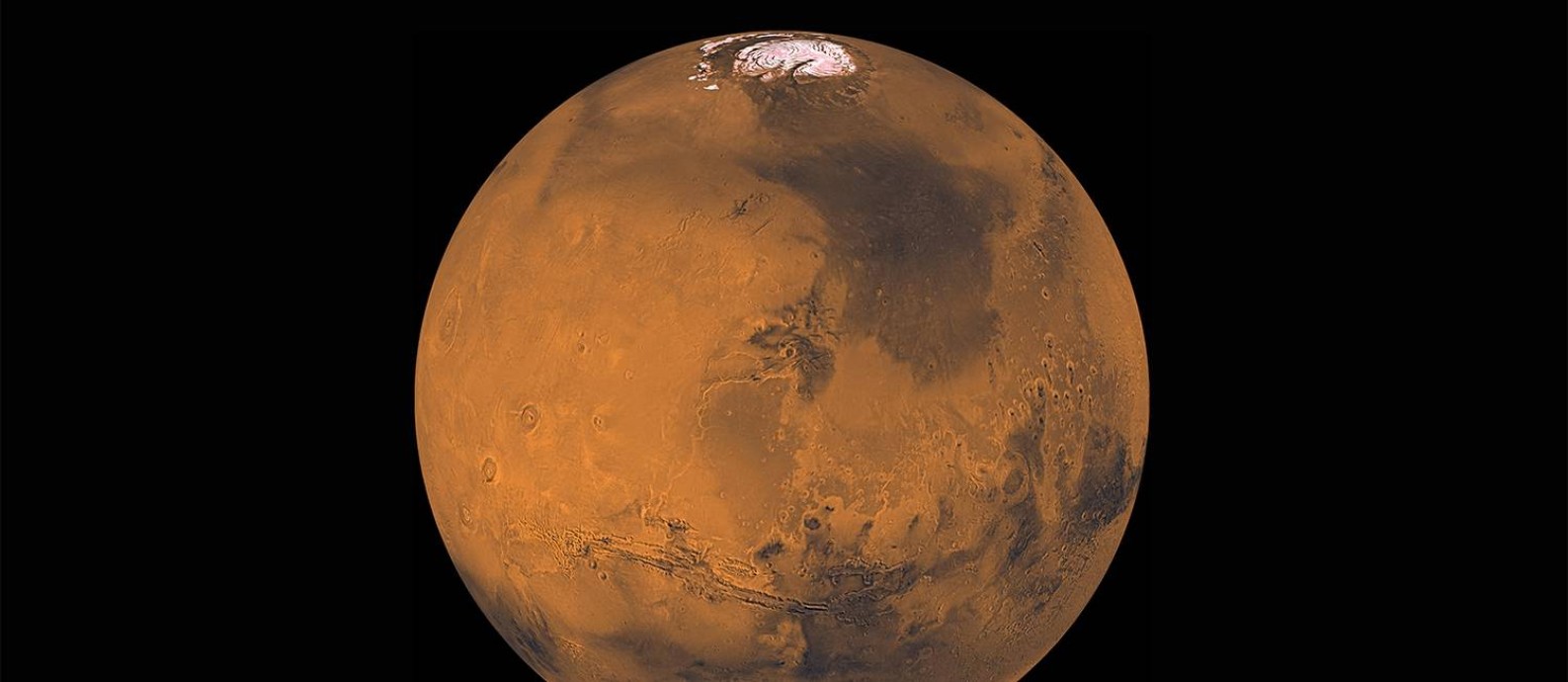 
Imagem de Marte construída a partir de observações da sonda americana Viking 1 nos anos 1970: ciência moderna destruiu ilusões de uma civilização marciana, mostrando um ambiente inóspito, extremamente frio e seco
Foto:
/
Nasa/JPL
