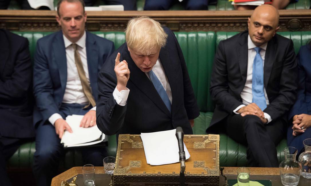  Boris Johnson fala no Parlamento britânico um dia após tomar posse como premier Foto: JESSICA TAYLOR / AFP