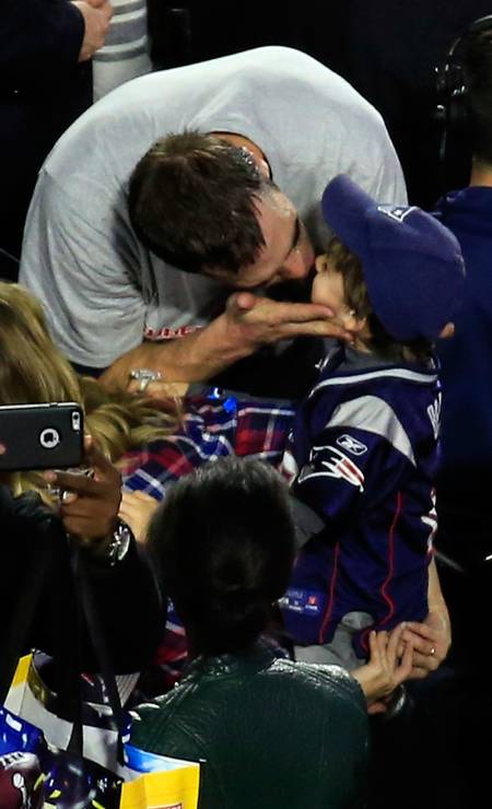 Tom Brady e o pequeno Benjamin Foto: Jamie Squire / Getty Images